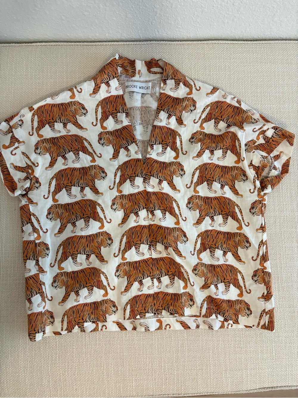 Brooke Wright Tiger Print Short-Sleeve Shirt